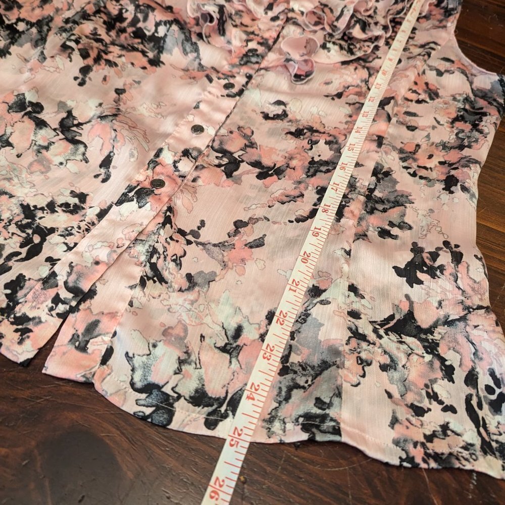 Tahari Arthur S Levine pink and black sleeveless blouse - size Medium - Picture 7 of 10